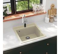 Evier de Cuisine Granit Seul Lavabo Beige Réversible Encastré Maison vidaXL