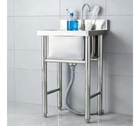 Évier de Cuisine Inox 1 Bac avec Robinet et Accessoires, Évier de Commercial Portable pour Cuisine, Restaurant, Garage, Jardin, 50/60 * 50 * 90 CM