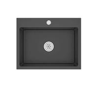 vidaXL Évier de cuisine Design contemporain – Inox noir, 1 bac, à encastrer