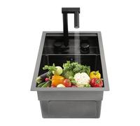 Evier de Cuisine Intégrable, Evier de Cuisine Modern avec Couvercle - 1 Grand Bac 45 x 30 cm - Ensemble Complet -includ Robinet Pivotant à 360° (Gris Métallisé)