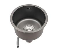 Évier de cuisine intégré, en acier inoxydable, évier de cuisine à simple bol installé dans les cuisines domestiques, restaurants, hôtels, etc. Lavabo rond 32 cm x 32 cm + robinet - Lavabo rond 32 cm x