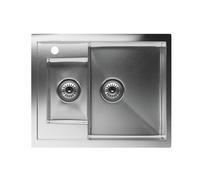 Klarstein Évier de cuisine inox - 1,5 bac avec kit d'installation, acier inox 304, résistant aux rayures & à la chaleur, facile à nettoyer, trop-plein inclus, 61x50 cm