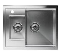 Klarstein Évier de cuisine inox - 1,5 bac avec kit d'installation, acier inox 304, résistant aux rayures & à la chaleur, facile à nettoyer, trop-plein inclus, 61x50 cm