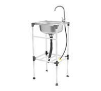 Évier de cuisine mobile en acier inoxydable avec meuble bas et robinet - Évier autoportant pour cuisine et buanderie - Charge maximale : 60 kg - 38 x 33 x 83 cm
