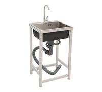 Évier de cuisine mobile - Évier de cuisine - Évier commercial - Évier de restauration - Lavabo autonome en acier inoxydable - Pour extérieur, intérieur, buanderie, garage, arrière-cour, cuisine