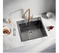 Évier de cuisine - MOCOERL - Évier 1 bac - 45x40x19 cm - Inox - Distributeur de Savon - Noir métal