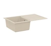 Évier de cuisine, moderne, beige, 780 x 500 mm, en 80 % quartz et 20 % résine, avec kit de drainage, résistant aux rayures et à la chaleur jusqu'à 280 °C, pour cuisines encastrées contemporaines