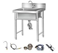 Évier de cuisine moderne, monobloc, sur pied, avec pieds en acier, pour restaurants et particuliers.