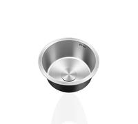 Évier de cuisine moderne rond en acier sans rinçage - Bol simple avec drain pour encastrer sous ou au-dessus du comptoir - Slish Addit aux cuisines contemporaines