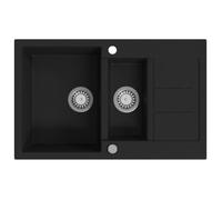 Évier de cuisine - MOTHINESSTO - LY1388 - Granit Noir - 2 Bacs - Réversible