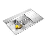 Évier De Cuisine Multifonction En Acier Inoxydable 304 Argenté Fait À La Main, Grand Évier De Cuisine À Cuve Unique, Installation Encastrée Ou En Surface Avec Bassin Amovible(70x50x21.5cm)