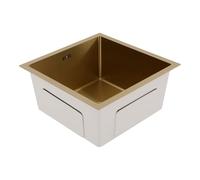 Évier de cuisine multifonction en acier inoxydable - 45 x 45 x 22 cm - Pour cuisine, restaurant, café, fruits et légumes - Doré