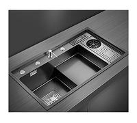 Évier de cuisine multifonction en acier inoxydable avec barre d'étape, idéal pour la maison et le camping-car, montage sur le dessus, installation encastrable et facile à nettoyer