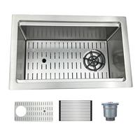 Évier De Cuisine Multifonction, Petite Cuve Carrée, Silencieux, Adapté Pour Encastré, Affleurant Ou Sur Plan, Avec Panier Et Kit De Vidange Pour Cuisine, Buanderie Ou Bar.(48x30.5x22cm)