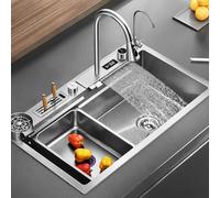 Évier de cuisine multifonctionnel - Évier de cascade en acier inoxydable 60x45cm avec affichage numérique et finition en nid d'abeille