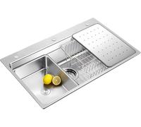 Évier De Cuisine Noir 60 X 50 Cm en Acier Inoxydable 304sus 1 Vasque Évier Encastrable avec égouttoir, Raccord De Vidange Et Kit De Trop-Plein, Silver, 70 x 50 cm