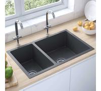 Evier de Cuisine Noir Acier Inoxydable Evier à Encastrer Intérieur vidaXL