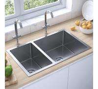 vidaXL Évier de cuisine Noir Acier inoxydable