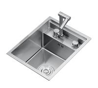 Évier de cuisine Pantry Small Kitchen Sink - Barre invisible en acier inoxydable avec couvercle | Mini bac à légumes dissimulé, compact (Argent, 35 x 45 x 21 cm)