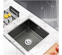 Évier de cuisine, petit évier à une cuve en acier inoxydable pour camping-car, avec trop-plein, installation encastrée sous plan ou à fleur de plafond, noir.