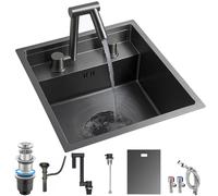 Évier de cuisine pliable en acier inoxydable pour camping-car, gain de place, design dissimulé pour le camping, les cuisines en plein air et les camping-cars - Portable et facile à installer, parfait
