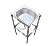 Évier de Cuisine Portable d'extérieur - Évier Utilitaire autoportant à Une cuve avec Drainage en Plastique, Hauteur 29 Pouces, pour Camping, Ferme, café et hôpital - 48 x 35 x 75 cm