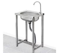 Évier de cuisine portable en acier inoxydable multifonction autoportant avec robinet Évier mobile intérieur/extérieur (48 x 35 x 75 cm) pour la maison et le jardin