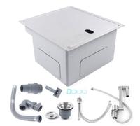 Évier de cuisine pour sous-meuble - 39 x 43 x 23 cm - Économie d'espace - Évier invisible avec couvercle - Évier en acier inoxydable avec robinet pliable - 1 bac - Pour bar, caravane (argenté)