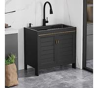 Évier de Cuisine Professionnel avec Robinet à col de Cygne et Distributeur de Savon, évier Utilitaire pour buanderie, Rangement Facile, 75 x 45 cm