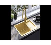 Evier De Cuisine Rea Paul Lavabo De Cuisine Or Brossé 60 X 48 X 18,5 Cm