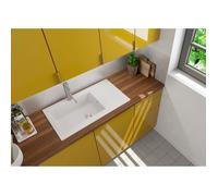 Évier de cuisine respekta Mineralite Denver - Blanc - 1 bac - Réversible - A encastrer - 86 x 50 cm