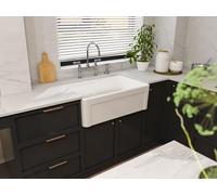 Évier de cuisine réversible de 76,2 cm - En céramique blanche - Avec filtres et grilles inférieures