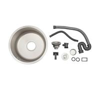 Évier de cuisine, rond, 1 bac en acier inoxydable, diamètre : 36 cm, petit évier encastrable, en acier inoxydable, pour ménages, restaurants, caves et bars