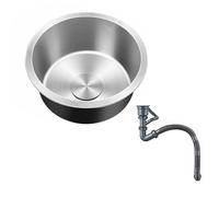 Évier de cuisine rond en acier inoxydable 304 - Mini évier vétérinable pour îlot - Installation sous plan de travail - 42 cm - Design durable et élégant