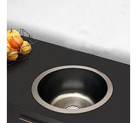 Évier de cuisine, rond, en acier inoxydable, 36 cm, encastrable, avec égouttoir