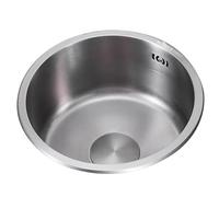 Évier de cuisine rond en acier inoxydable à poser sous plan, cuve compacte pour café, bar, petit bac à légumes, évier commercial pour restaurant (42 x 42 x 19 cm)