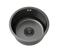 Évier de cuisine rond en acier inoxydable noir 34 cm avec vidage idéal pour les petites cuisines modernes