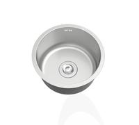 éVier de Cuisine Rond,Lavabo Cuisine,Petit Evier Argenté,Evier Cuisines 1 Bac en Inox Avec Raccords de Vidange,pour Bateau,Caravane, Camping,FaçOns D'Installer Sur Le Plan Et Sous Plan (Ø 34cm)