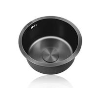 Évier de cuisine rond noir 1 cuve inox abo petit égouttoir Pileta pour comptoir/installation encastrable (Ø 34 cm) Parfait pour les cuisines modernes