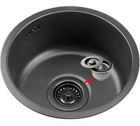 Évier de Cuisine Rond Noir à cuve Unique 30/35/42 cm en Acier Inoxydable 304 (Couleur : Noir, Taille : 35 cm | 13,8 Pouces)