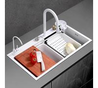 Évier de cuisine simple et polyvalent en acier inoxydable avec tous les accessoires - Évier à cuve unique pour hôtel, appartement, légumes et mains - Facile à nettoyer