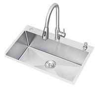 Évier de cuisine simple - Évier de travail en acier inoxydable 304 avec kit d'installation et de drainage - Facile à nettoyer - Design moderne pour un usage domestique et commercial