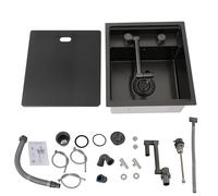 Évier de cuisine sous-plat 39 x 43 x 23 cm, lavabo invisible peu encombrant avec couvercle, évier en acier inoxydable avec robinet pliable, 1 bac à encastrer, pour bar, caravane