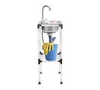 Évier de cuisine sur pied en acier inoxydable avec meuble inférieur, 42 x 37 x 83 cm, lavabo mobile, 1 bac avec robinet et panier filtrant, évier commercial pour cuisine