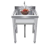 Évier de cuisine utilitaire 1 compartiment en acier inoxydable, évier utilitaire de préparation de cuisine commerciale, cuve simple, cuve à linge extra-profonde, culinaire pour garage, restaurant, sal