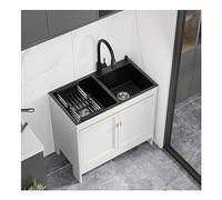 Évier de cuisine utilitaire en acier inoxydable avec meuble et robinet extractible, station extérieure à double cuve pour garage ou buanderie commerciale