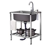 Évier de cuisine utilitaire en acier inoxydable, évier sur pied commercial, évier en acier inoxydable 304, ensemble d'évier domestique, pour extérieur et intérieur, buanderie, arrière-cour, restaura