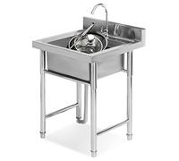 Évier de cuisine utilitaire, évier utilitaire, cuve à lessive avec robinet, 1 compartiment, cuisine commerciale, cuves autoportantes, éviers robustes pour buanderie, sous-sol, garage ou atelier
