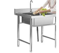 Évier de cuisine utilitaire, évier utilitaire, cuve à lessive avec robinet, station de lavage autonome, 1 compartiment, en acier inoxydable, préparation commerciale des aliments, éviers robustes pour