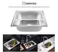 Évier de cuisine - VARIVIDA - 50 x 40 cm - 1 bac - Acier inoxydable plaqué